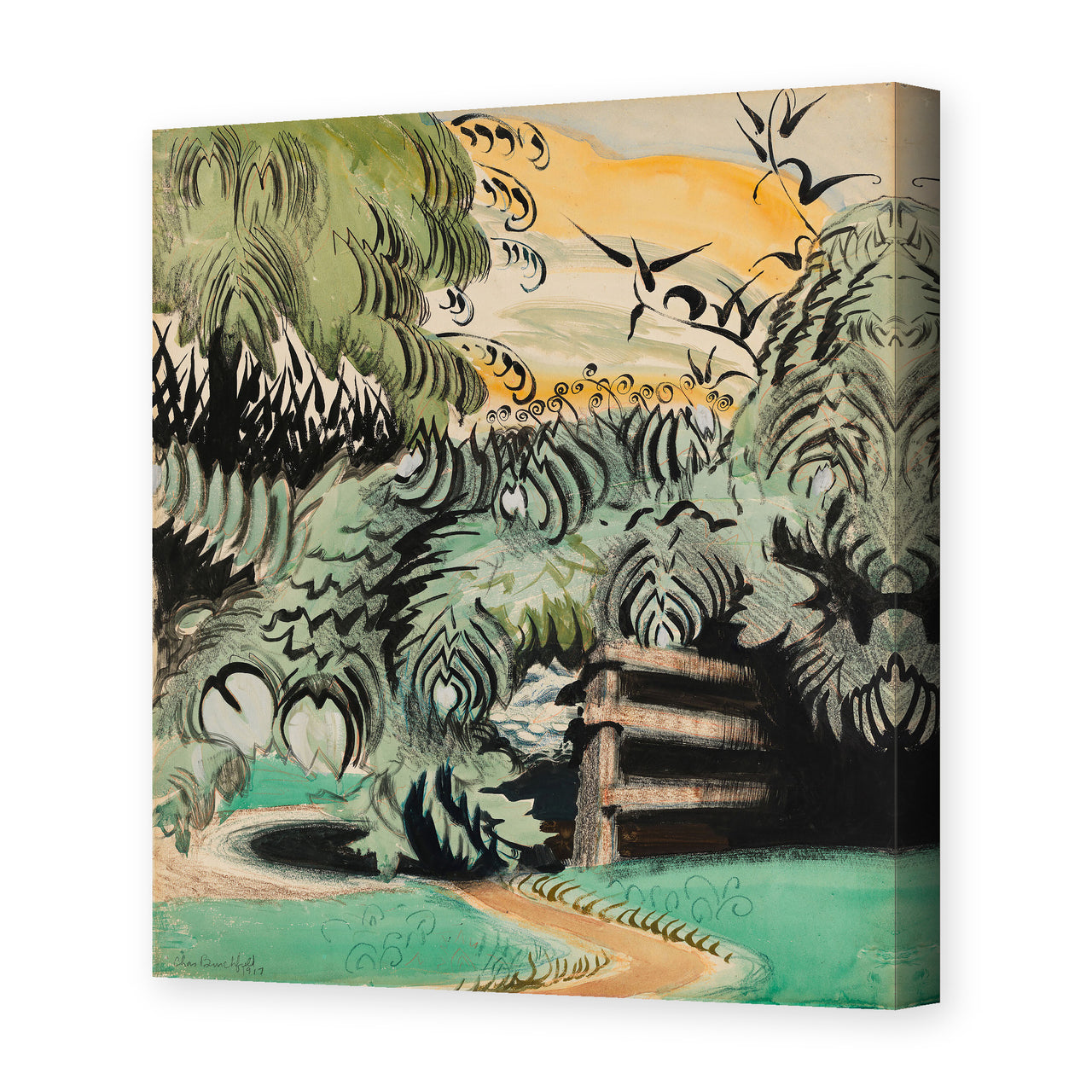 Charles Burchfield's 'Cricket Chorus in the Arbor' painting reproduced as a gallery-wrapped canvas print