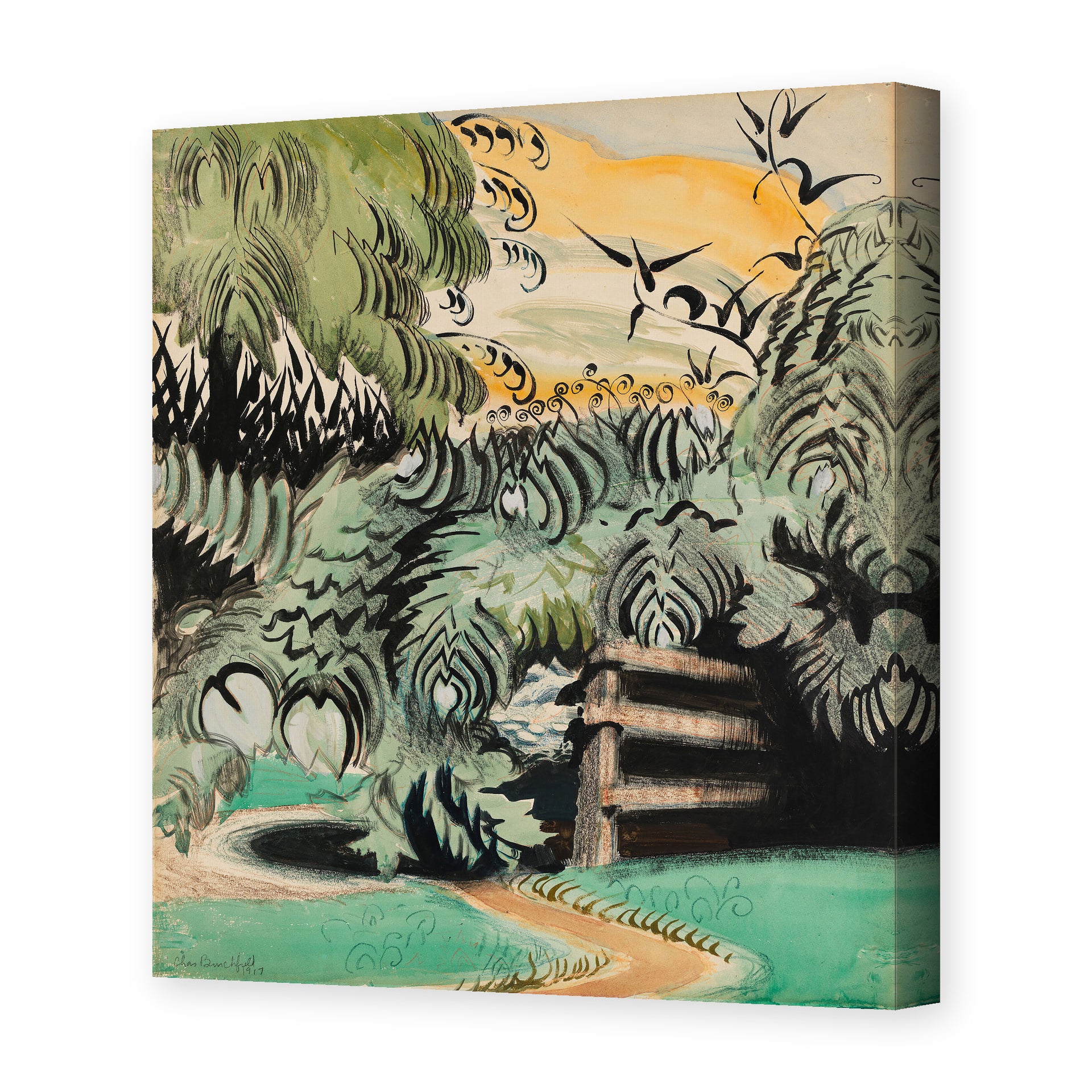 Charles Burchfield's 'Cricket Chorus in the Arbor' painting reproduced as a gallery-wrapped canvas print