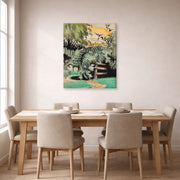 Gallery-wrapped canvas print of Charles Burchfield's Cricket Chorus in the Arbor displayed on a wall in a dining room