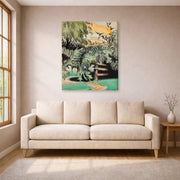 Gallery-wrapped canvas print of Charles Burchfield's Cricket Chorus in the Arbor displayed on a wall in a living room
