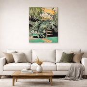 Gallery-wrapped canvas print of Charles Burchfield's Cricket Chorus in the Arbor displayed on a wall in a living room