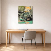 Gallery-wrapped canvas print of Charles Burchfield's Cricket Chorus in the Arbor displayed on a wall in a office