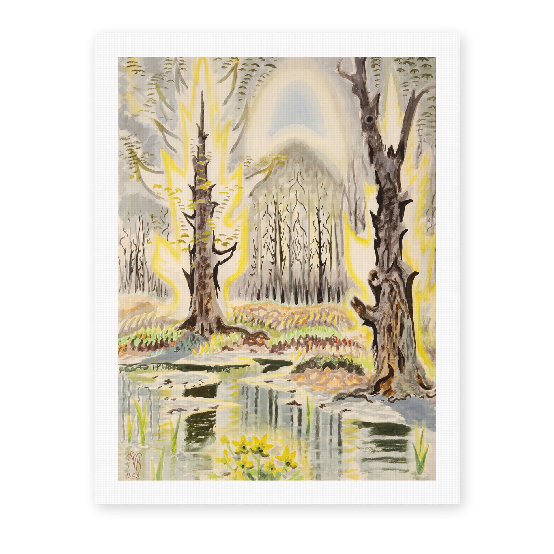 Charles Burchfield's 'Glory of Spring' painting reproduced as a rolled canvas print
