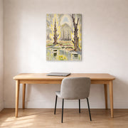 Gallery-wrapped canvas print of Charles Burchfield's Glory of Spring displayed on a wall in a office