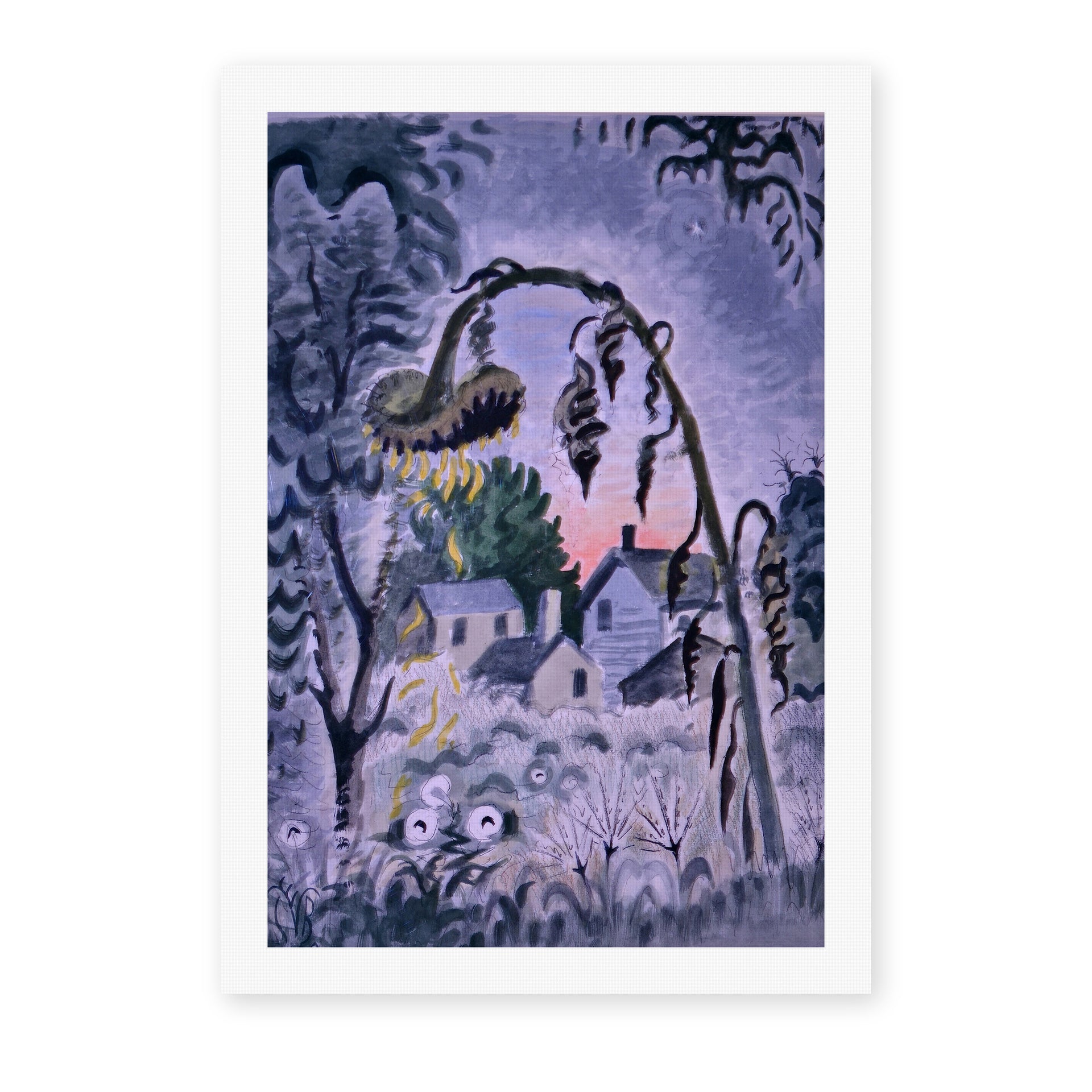 Charles Burchfield's 'September Afterglow' painting reproduced as a rolled canvas print