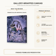 Charles Burchfield - September Afterglow gallery wrap canvas construction and hanging details infographic