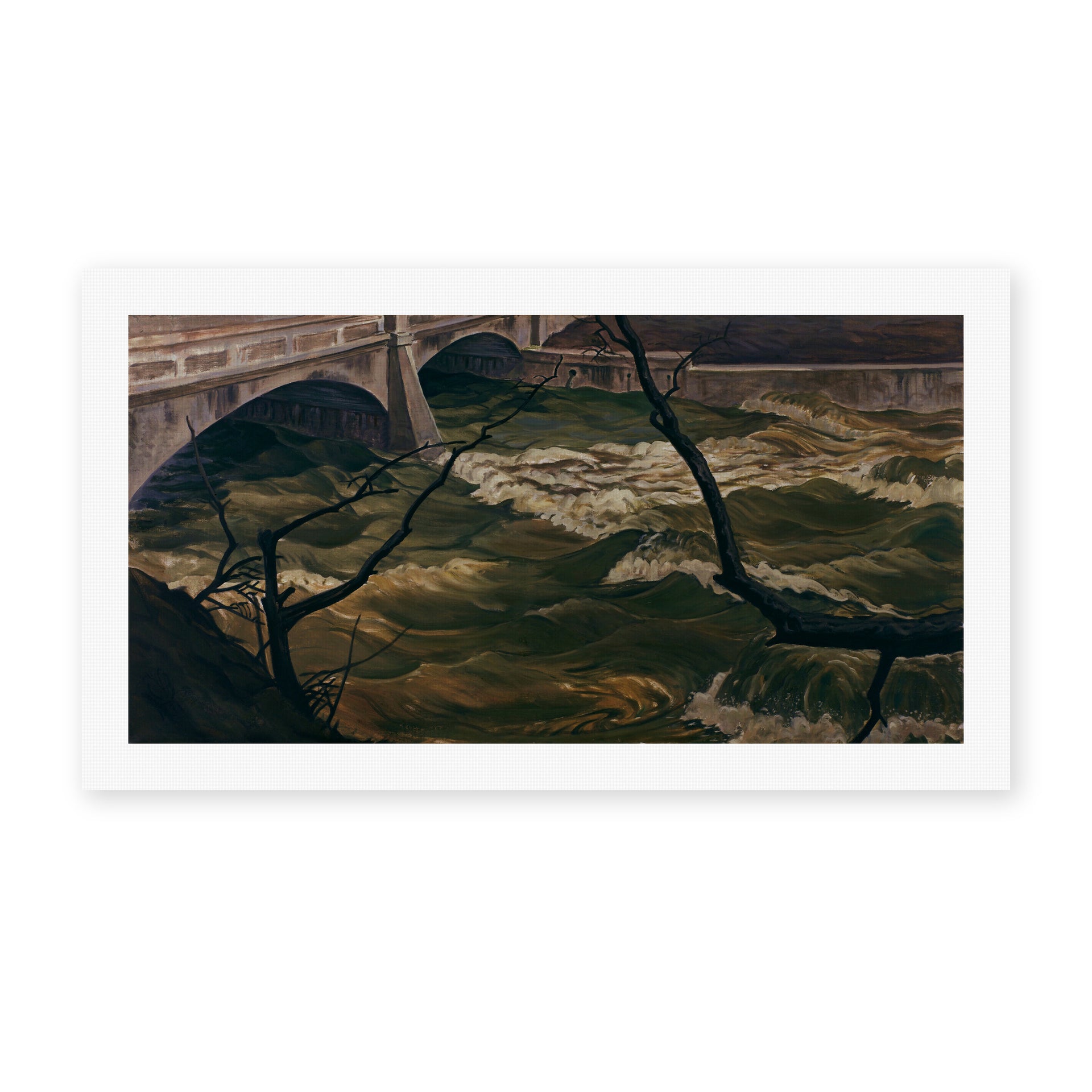 Charles Burchfield's 'Spring Flood' painting reproduced as a rolled canvas print