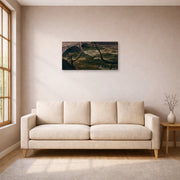 Gallery-wrapped canvas print of Charles Burchfield's Spring Flood displayed on a wall in a living room