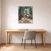 Gallery-wrapped canvas print of Charles Burchfield's The Bower displayed on a wall in a office