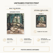 Charles Burchfield - The Bower poster print size comparison and framing display infographic