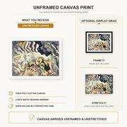 Charles Burchfield - The Moth And The Thunderclap canvas print size comparison and framing display infographic