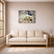 Gallery-wrapped canvas print of Charles Burchfield's The Moth And The Thunderclap displayed on a wall in a living room
