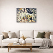 Gallery-wrapped canvas print of Charles Burchfield's The Moth And The Thunderclap displayed on a wall in a living room