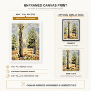 Charles Burchfield - The Woodpecker canvas print size comparison and framing display infographic