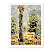 Charles Burchfield's 'The Woodpecker' painting reproduced as a rolled canvas print
