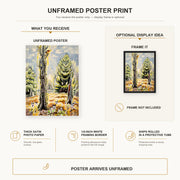 Charles Burchfield - The Woodpecker poster print size comparison and framing display infographic