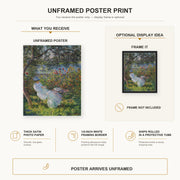 Claude Monet - Alice Hoschede in the Garden poster print size comparison and framing display infographic