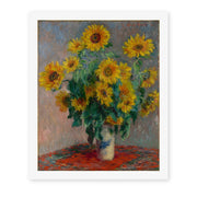 Claude Monet's 'Bouquet of Sunflowers' painting reproduced as a rolled canvas print