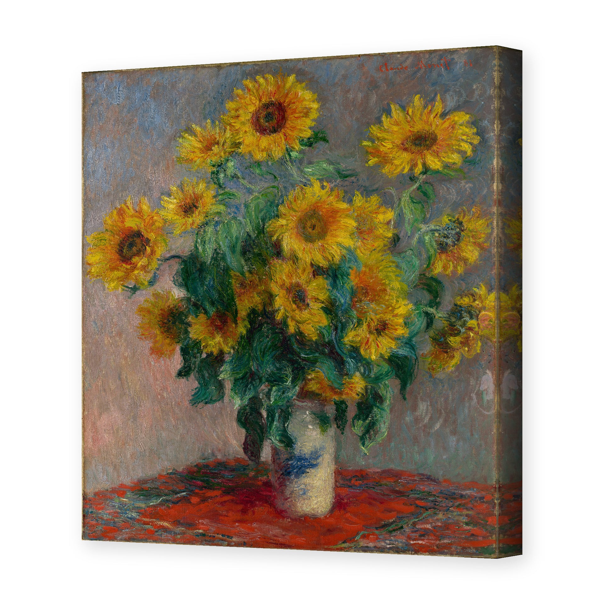 Claude Monet's 'Bouquet of Sunflowers' painting reproduced as a gallery-wrapped canvas print