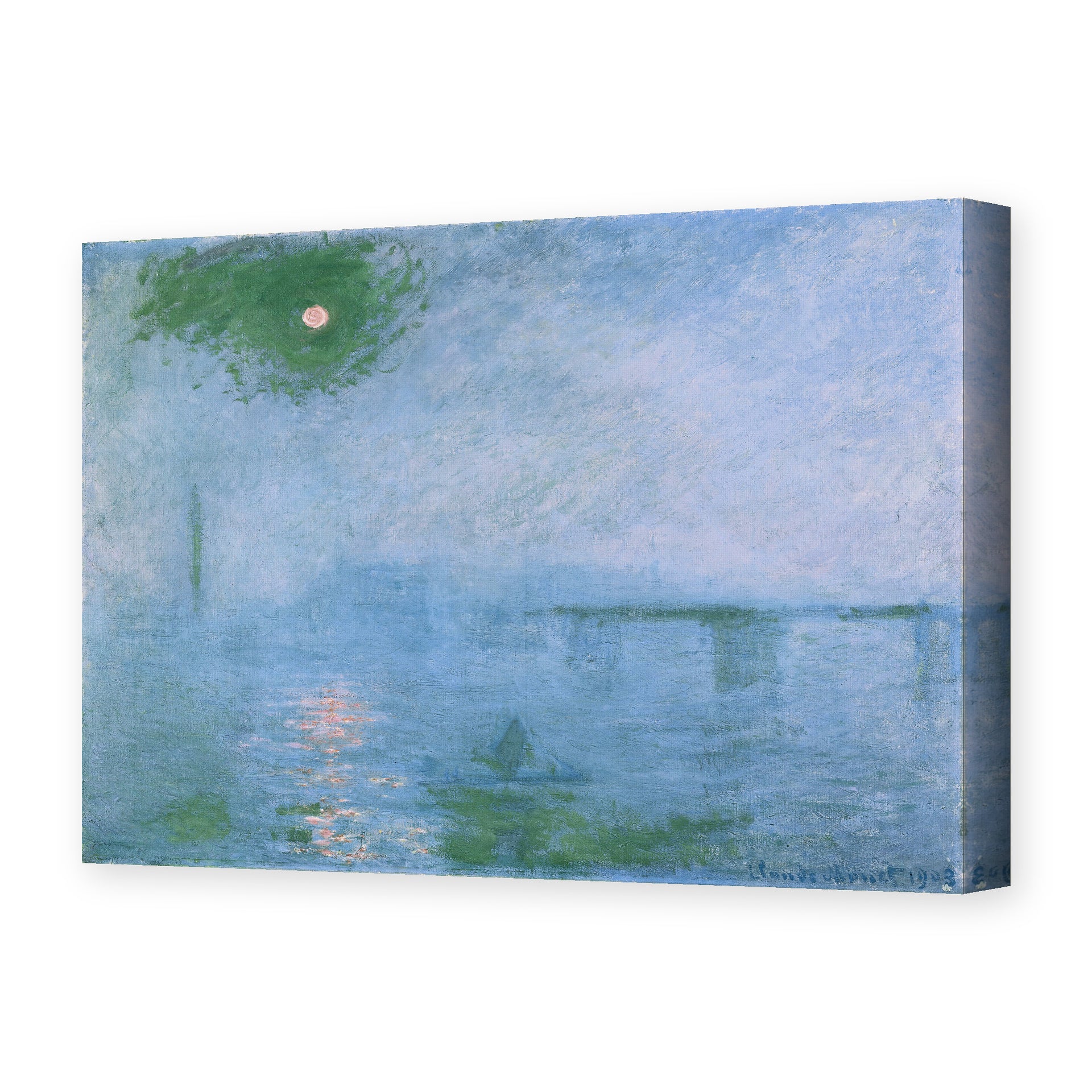 Claude Monet's 'Charing Cross Bridge' painting reproduced as a gallery-wrapped canvas print