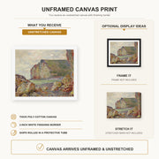 Claude Monet - Falaises Des Petites Dalles canvas print size comparison and framing display infographic