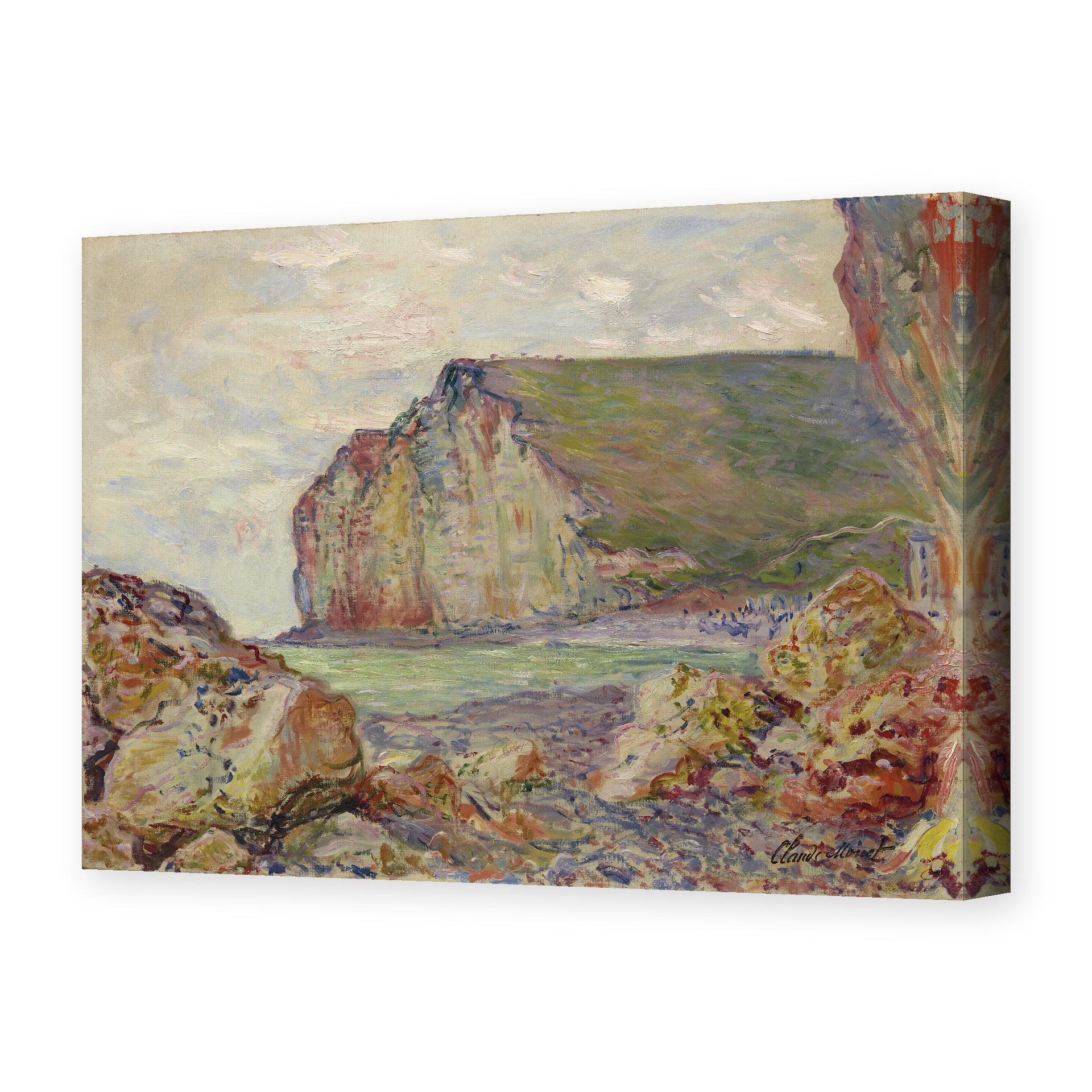 Claude Monet's 'Falaises Des Petites Dalles' painting reproduced as a gallery-wrapped canvas print