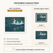 Claude Monet - In the Norwegian canvas print size comparison and framing display infographic