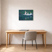 Gallery-wrapped canvas print of Claude Monet's 'In the Norwegian' displayed on a wall in a office