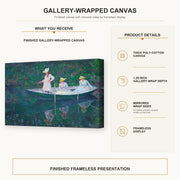 Claude Monet - In the Norwegian gallery wrap canvas construction and hanging details infographic