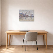 Gallery-wrapped canvas print of Claude Monet's 'Inondation a Giverny' displayed on a wall in a office