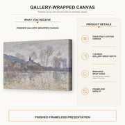 Claude Monet - Inondation a Giverny gallery wrap canvas construction and hanging details infographic