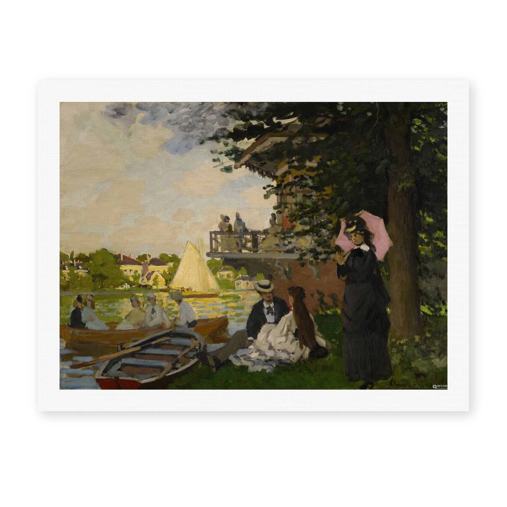 Claude Monet's 'L'embarcadere Der Pier' painting reproduced as a rolled canvas print