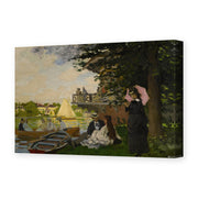 Claude Monet's 'L'embarcadere Der Pier' painting reproduced as a gallery-wrapped canvas print