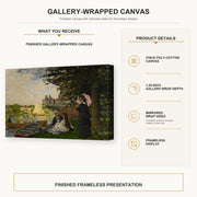 Claude Monet - L'embarcadere Der Pier gallery wrap canvas construction and hanging details infographic