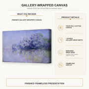 Claude Monet - L'ile Aux Orties gallery wrap canvas construction and hanging details infographic
