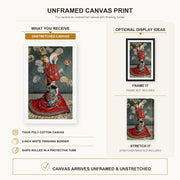 Claude Monet - Japonaise canvas print size comparison and framing display infographic