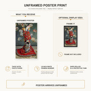 Claude Monet - Japonaise poster print size comparison and framing display infographic