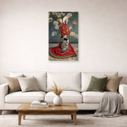Unframed poster print of Claude Monet's 'Japonaise' displayed on a wall in a living room