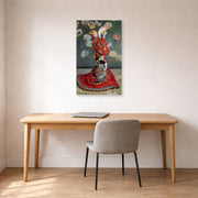 Unframed poster print of Claude Monet's 'Japonaise' displayed on a wall in a office