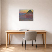 Gallery-wrapped canvas print of Claude Monet's 'Meule' displayed on a wall in a office
