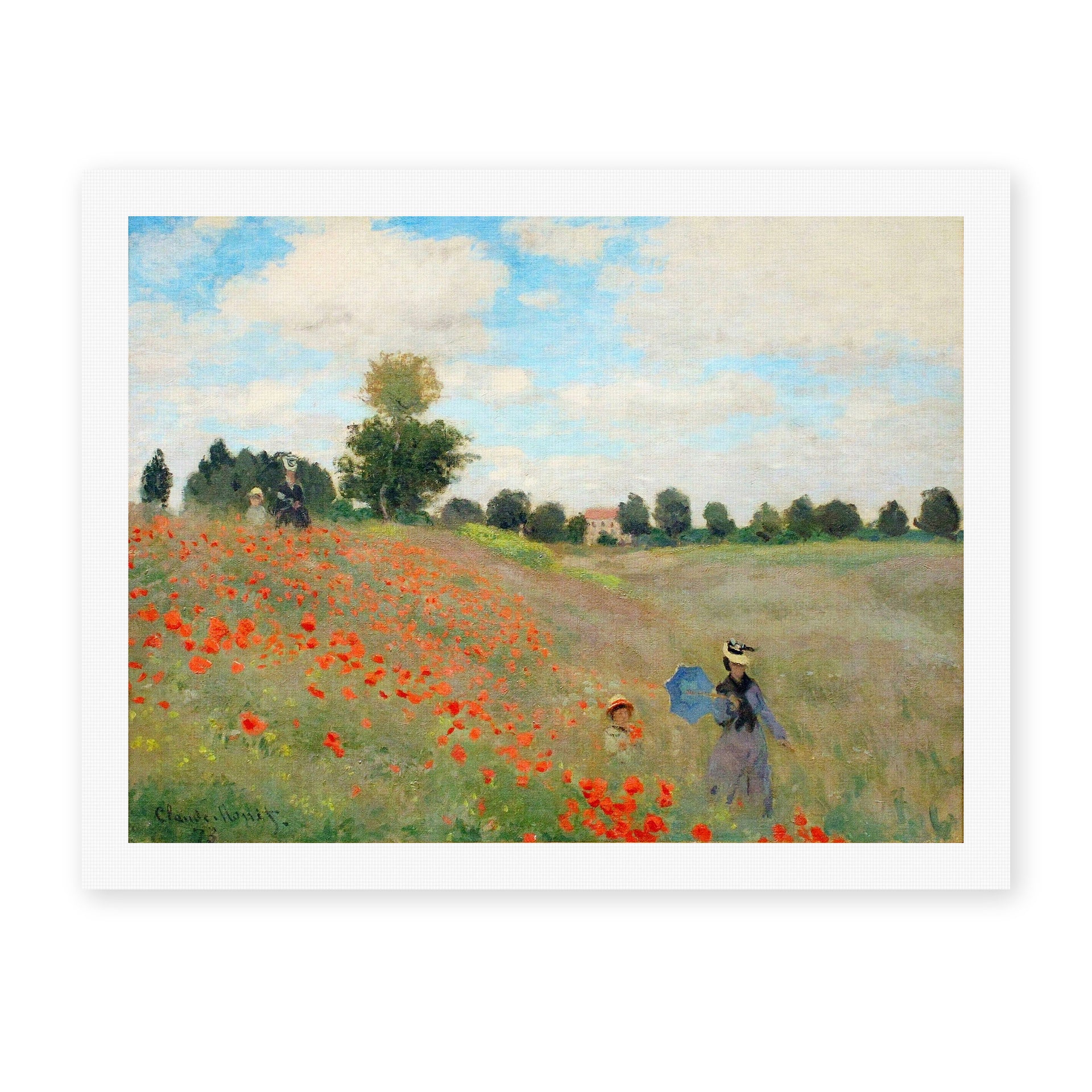 Claude Monet's 'Poppies near Argenteuil' painting reproduced as a rolled canvas print