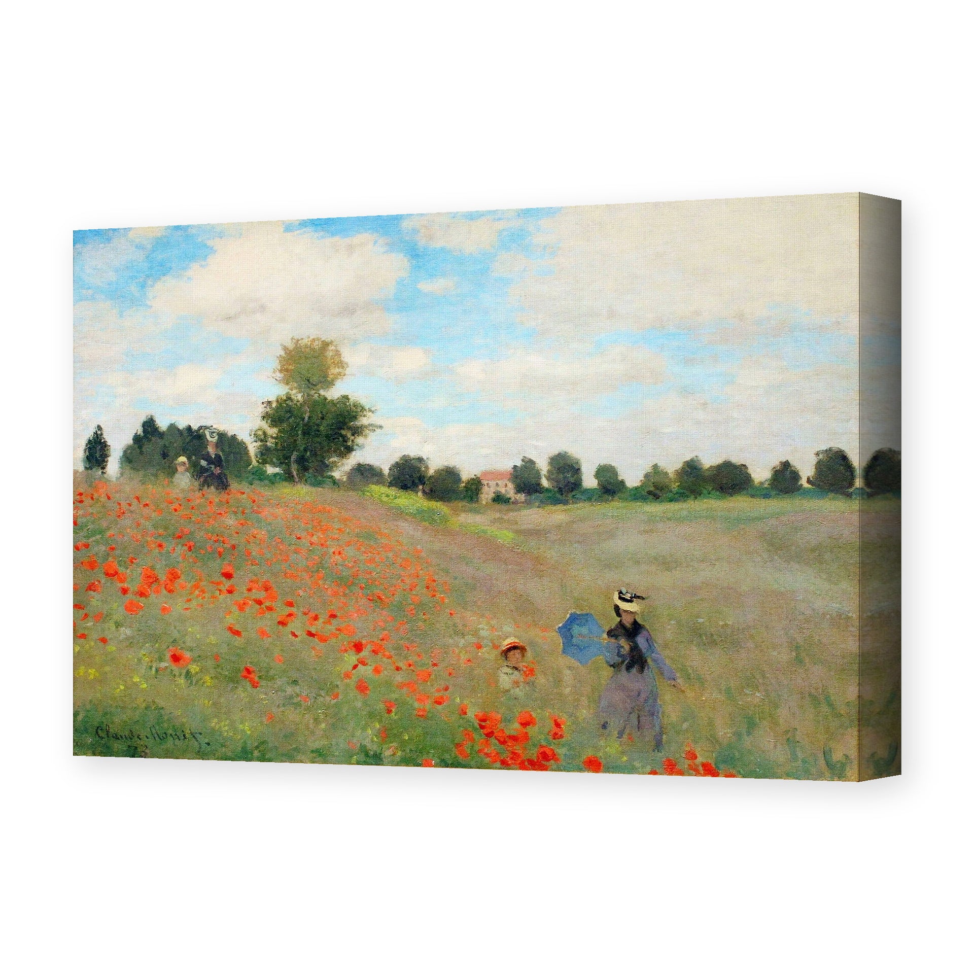 Claude Monet's 'Poppies near Argenteuil' painting reproduced as a gallery-wrapped canvas print