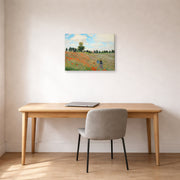 Gallery-wrapped canvas print of Claude Monet's 'Poppies near Argenteuil' displayed on a wall in a office