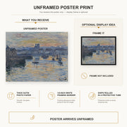 Claude Monet - Port of Dieppe, Evening poster print size comparison and framing display infographic