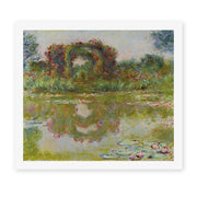 Claude Monet's 'Rose Arches at Giverny' painting reproduced as a rolled canvas print