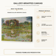 Claude Monet - Rose Arches at Giverny gallery wrap canvas construction and hanging details infographic