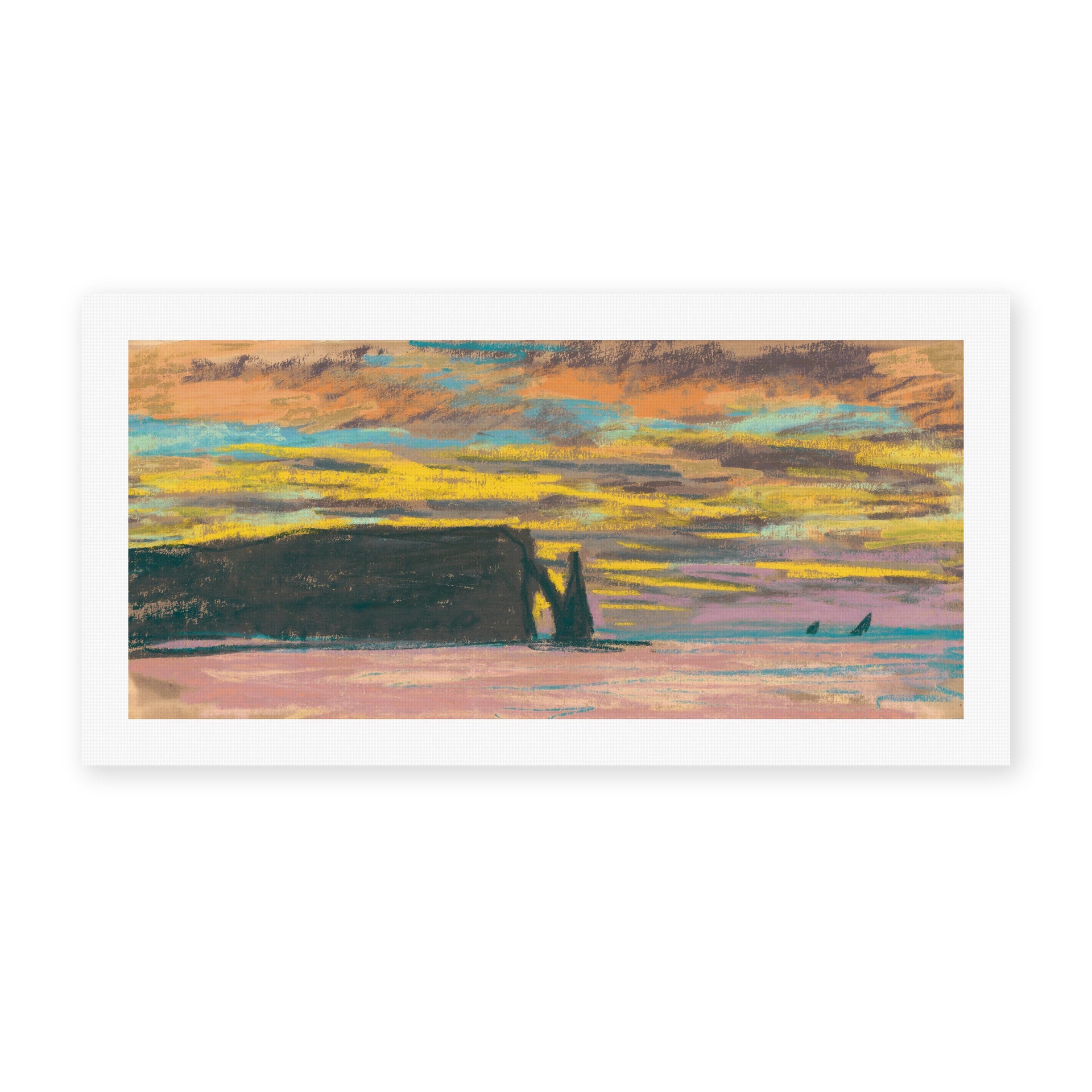 Claude Monet's 'Sunset' painting reproduced as a rolled canvas print