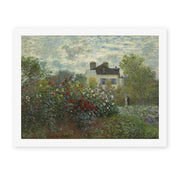 Claude Monet's 'The Artist's Garden in Argenteuil (a Corner of the Garden with Dahlias)' painting reproduced as a rolled canvas print