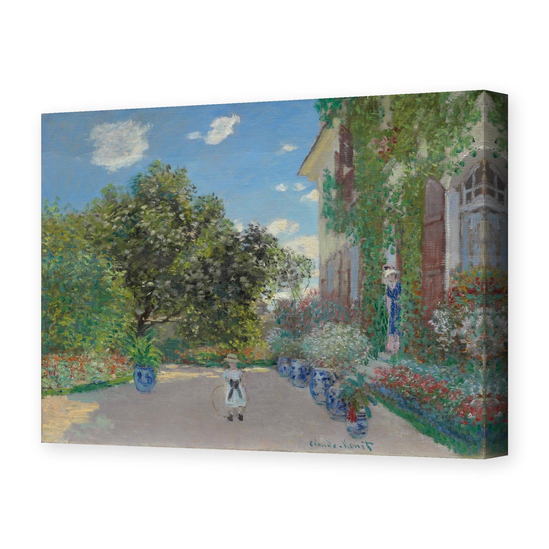 Claude Monet's 'The Artist's House at Argenteuil' painting reproduced as a gallery-wrapped canvas print