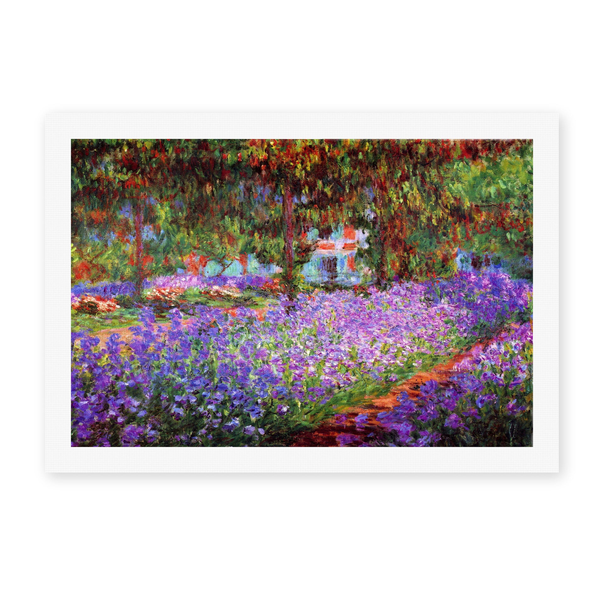 Claude Monet's 'The Artists Garden at Giverny' painting reproduced as a rolled canvas print